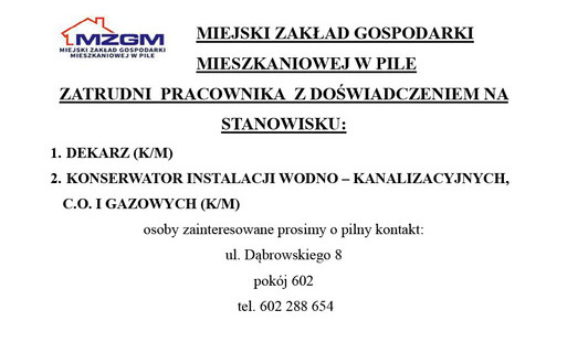 Zatrudnimy pracowników